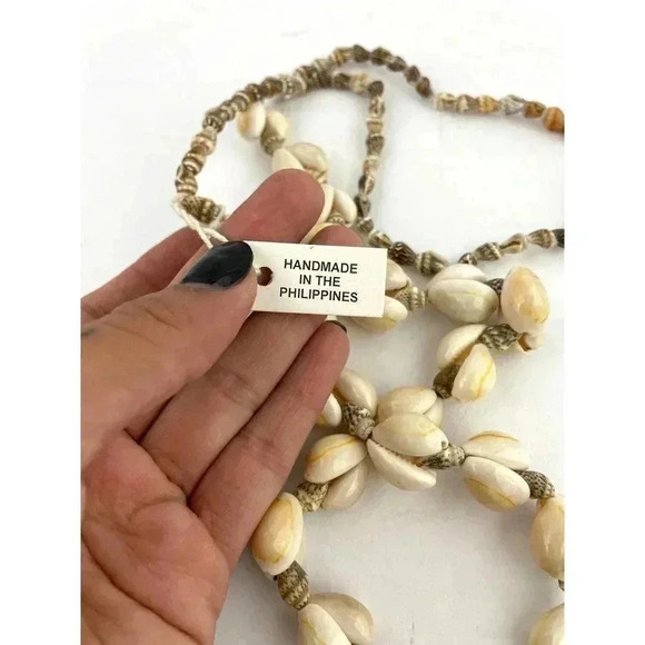 VTG Cowrie Shells Natural Seashells Beaded Long Necklace Handmade 32" - Picture 8 of 8
